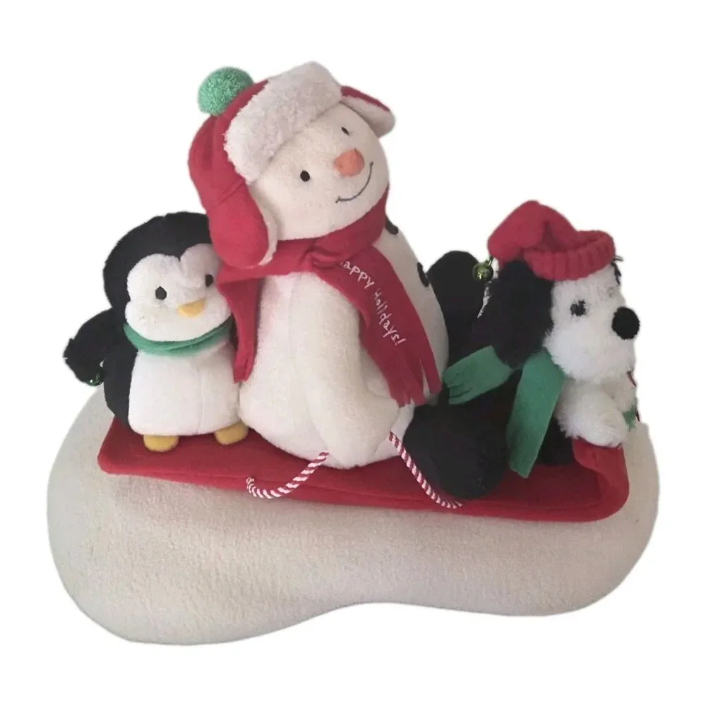 2007 Hallmark Jingle Pals Sleigh Ride Musical Animated Snowman Penguin Dog Works